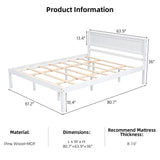 Merax Queen Size Wood Platform Bed with Headboard – White Finish, No Box Spring Needed Merax