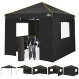 COBIZI 10x10 Pop Up Canopy Gazebo with Mesh Windows 2.0, Easy up Canopy Tent 10x10, Portable Waterproof Outdoor Canopie with 4 Removable Sidewalls & Carry Bag & 4 Stakes & Ropes, Black COBIZI