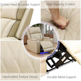 Anthato Power Recliner Sofa Set, Living Room Furniture Sets, Leather Reclining Sofa Set, Recliner Couch Loveseat and Chair with Coffee Table/Cup Holders/Charging Port for Home Theater Seat, Khaki Anthato