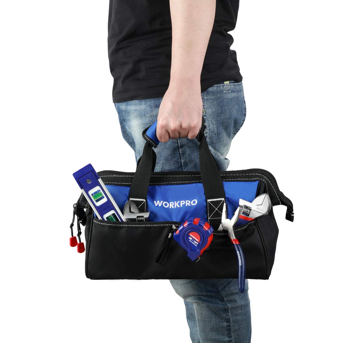 WORKPRO 125-Piece Household Tool Kit – 3.6V Rechargeable Screwdriver & Home Repair Basic Tool Set With 13-Inch Easy Carrying Tools Bag, 125 PCS (W009068A) WORKPRO