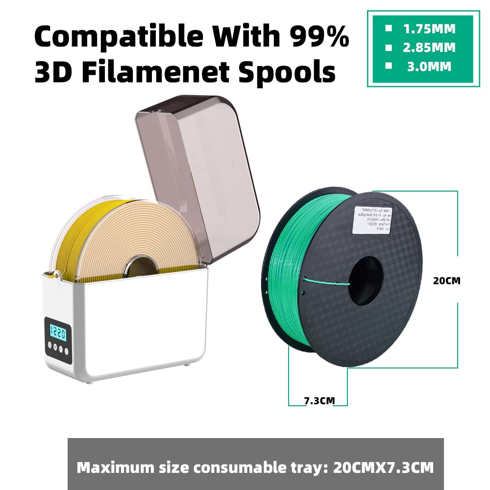 CCTREE Filament Dryer Box with Fan for 3D Printer Filament,Upgraded Filament Dehydrator Storage Box for 3D Filament 1.75 2.85 3.00mm, Keeping Filament Dry During 3D Printing（White） - WoodArtSupply