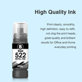 Faslvink Compatible 522 Black Ink Bottles ET-2800 ET-4800 ET-2400 ET-2803 Ink Refill Replacement for Epson 522 Ink Refill Bottles Black Use for Ecotank ET-2720 ET-4810 ET-2840 ET-4700 Printer (3-Black Faslvink