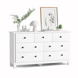 HOUROM White Dresser for Bedroom, 7 Drawer Chest of Drawer with Metal Handle and Wide Drawer, Modern Wood Double Storage Organizer Dresser for Living Room, Hallway, Entryway HOUROM