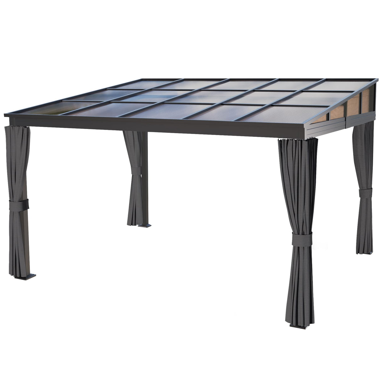 Raysfung 10' x 13' Polycarbonate Hardtop Gazebo,Wall Mounted Gazebo with Aluminum Frame Lean to Gazebo Pergola with Sloping Roof for Outdoor, Backyard, Patio Raysfung