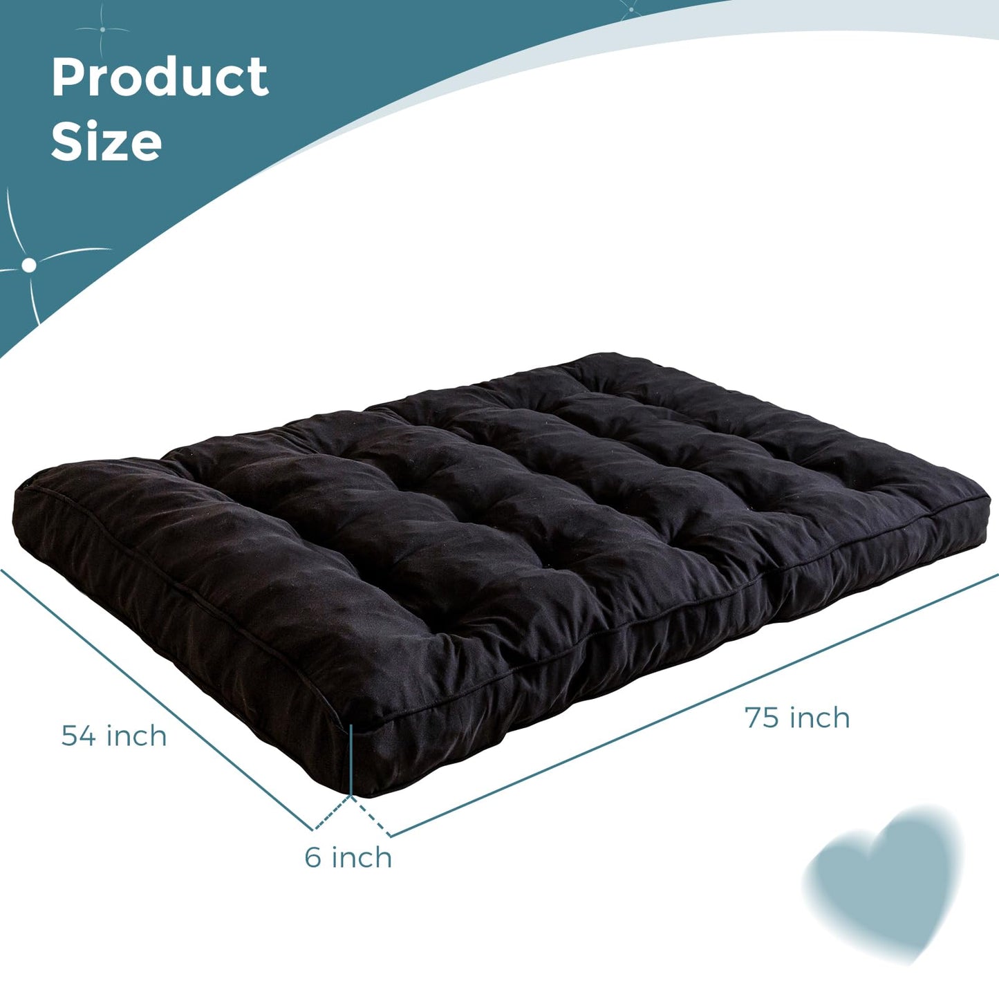 YOSHOOT 6 Inches Futon Mattress Full Size, Thick Futons Sofa Couch Bed, Floor Mattress for Adults, Shredded Foam Filling, Medium Firm(Frame Not Included), Black - WoodArtSupply