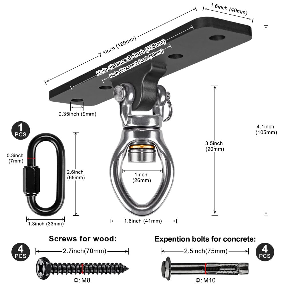Kipika Heavy Bag Hanger - Heavy Duty Punching Bag Mount Steel Hanger Bracket, Ceiling Wall Mount Wood Beam Hook Holder for Boxing, Kickboxing, Muay Thai, and Home Gym Fitness Equipment Kipika