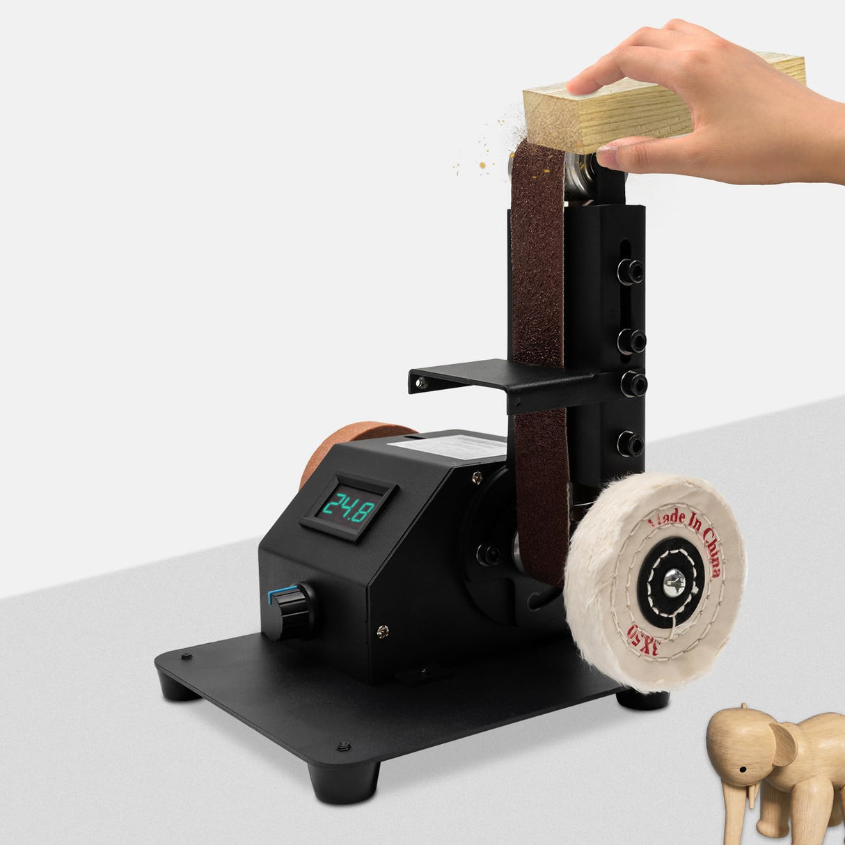 YIYIBYUS Mini Electric Belt Sander Polishing Grinding Knife DIY Sharpener Machine Sharpener w/Belts Adjustable Speed Table Top Grinder Polisher for DIY Wood Sanding Tool Metal Knife Leather YIYIBYUS