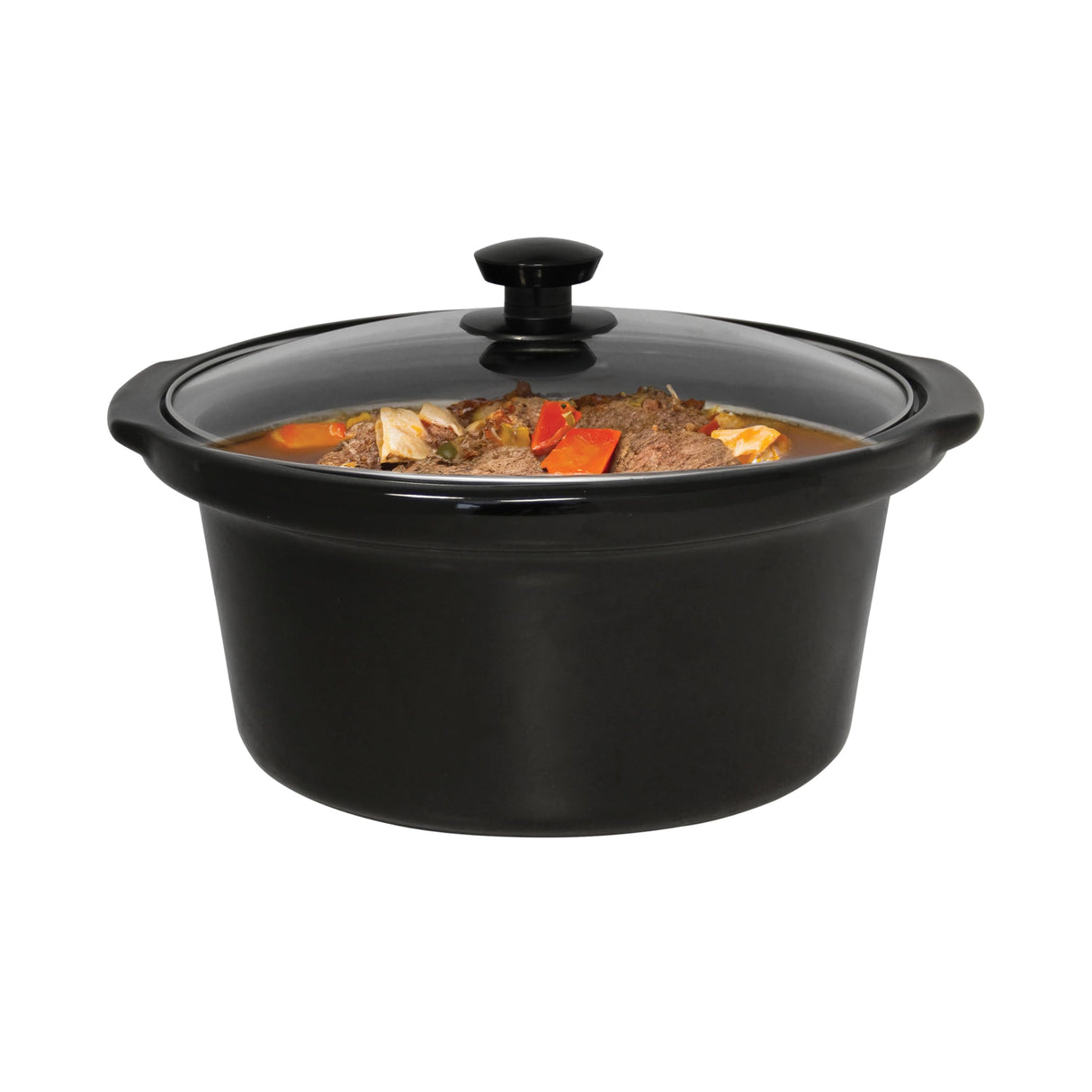 West Bend Slow Cooker 4-Quart Manual Crockery Style with Dishwasher Safe Oval Ceramic Crockpot and Glass Lid Two Temperature Settings Plus Keep Warm, 210-Watts, Black West Bend