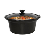 West Bend Slow Cooker 4-Quart Manual Crockery Style with Dishwasher Safe Oval Ceramic Crockpot and Glass Lid Two Temperature Settings Plus Keep Warm, 210-Watts, Black West Bend