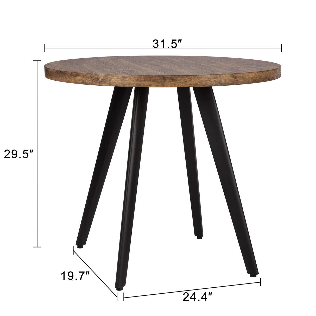 Comfy to go Round Dining Table, 31.5" Small Kitchen Table for 2-4 Person, Mid Century Modern Dining Table with 1.4" Thickness Wood Grain Tabletop for Dining, Living Room, Small Space (Rusty Brown) Comfy to go