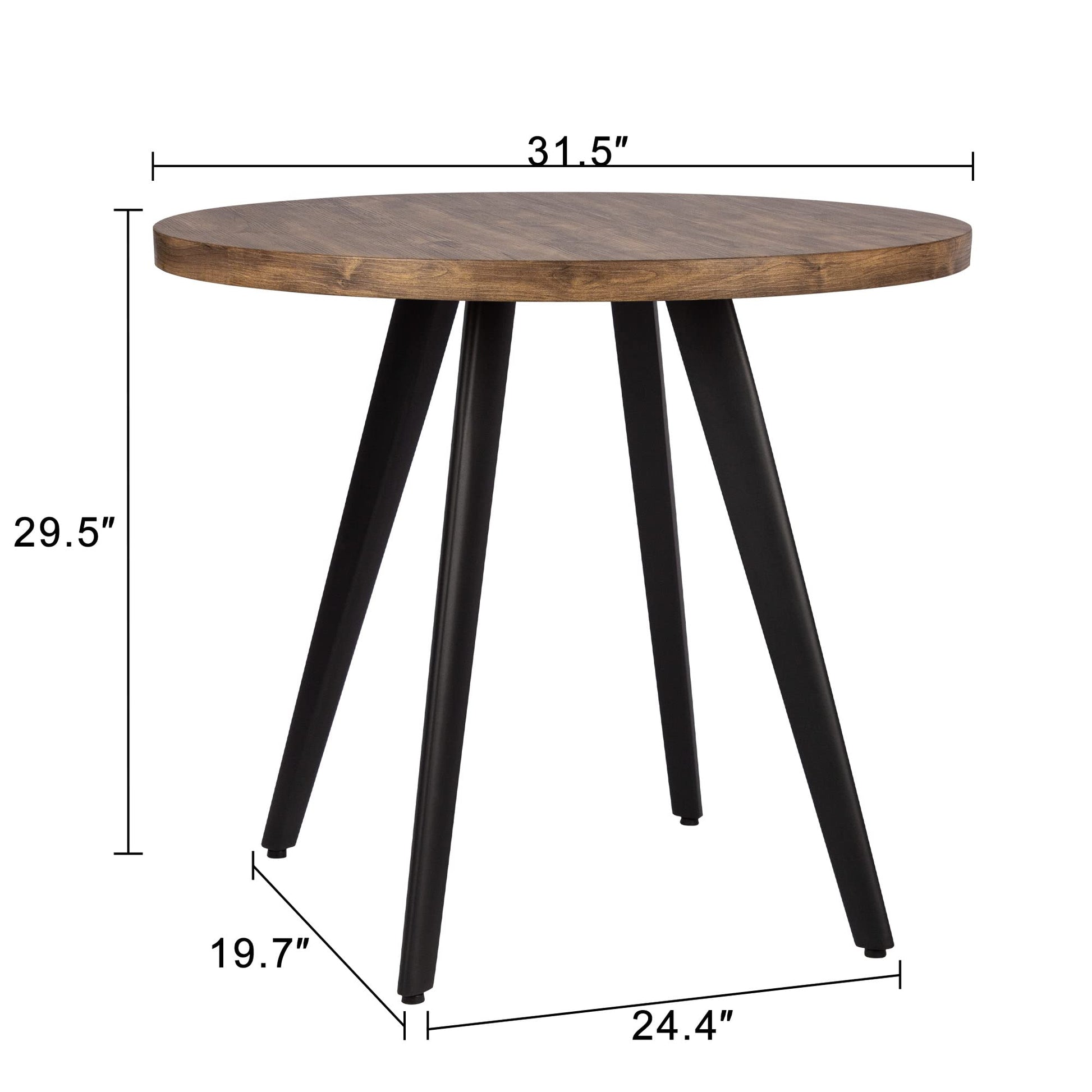 Comfy to go Round Dining Table, 31.5" Small Kitchen Table for 2-4 Person, Mid Century Modern Dining Table with 1.4" Thickness Wood Grain Tabletop for Dining, Living Room, Small Space (Rusty B - WoodArtSupply