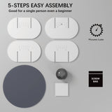 HedoAjim Round LED Coffee Table with Glass Top,Center Table with Storage for Living Room,Small Spaces, Office, and Lounge,32" White and Grey Glass Coffee Table with Smart Music Lamp HedoAjim