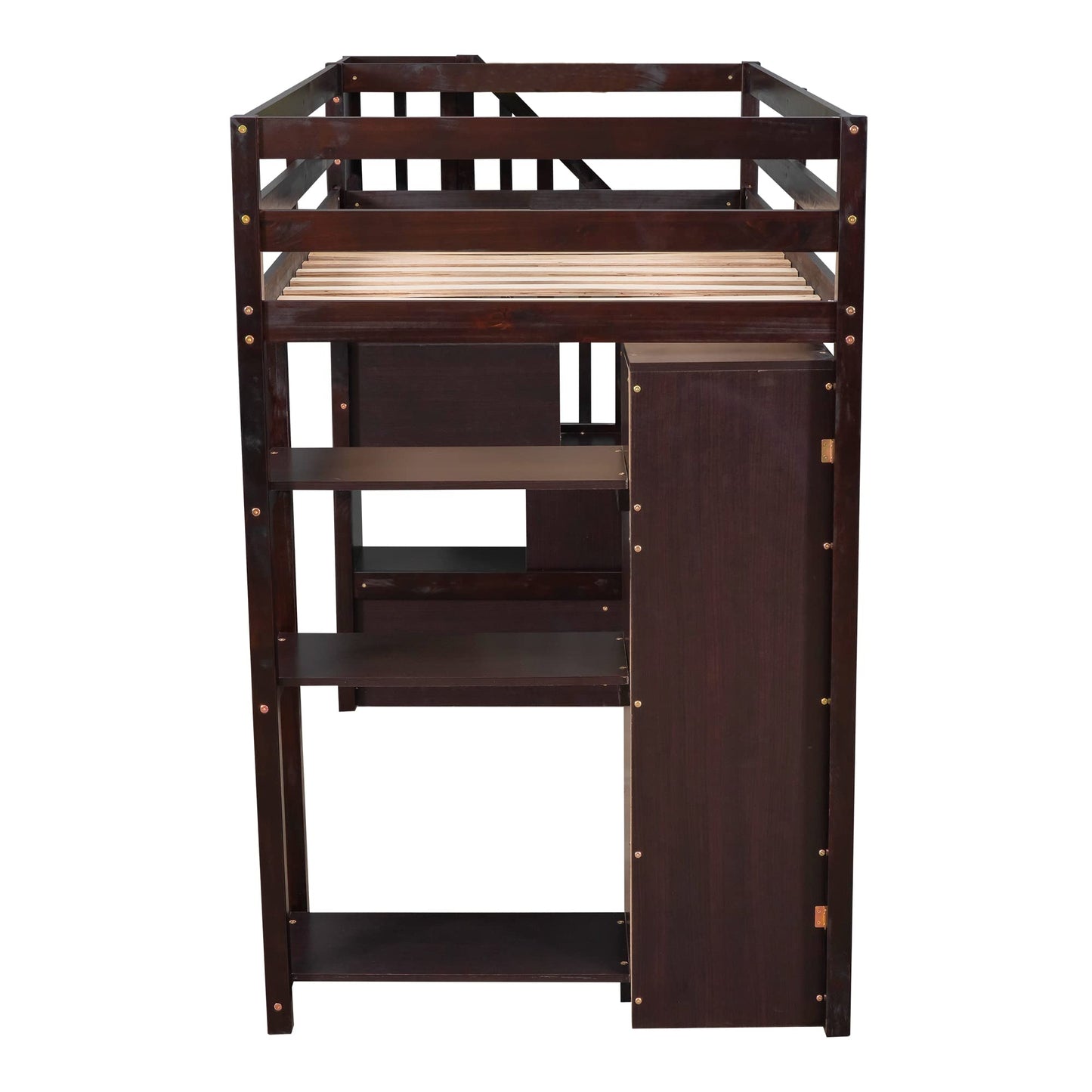 Twin Loft Bed with Stairs and Storage by Harper & Bright Designs - Solid Wood Frame in Espresso