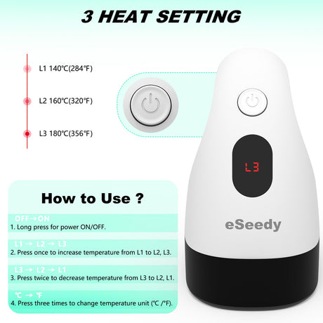 eSeedy Mini Heat Press Machine, 3 Heat Settings& Fast Heating, 15 Mins Auto-Off, Insulated Safety Base, Mini Iron for Crafting, T Shirts, Hats, Heating Transfer Projects(White Green) eSeedy