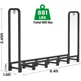 AMAGABELI GARDEN & HOME 6ft Firewood Log Rack Outdoor Log Holder for Fireplace Heavy Duty Wood Stacker Pit for Patio Logs Storage Steel Tubular Wood Pile Rack Tool Accessories Black AMAGABELI GARDEN & HOME