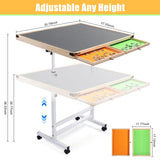 Pinikuyiro Pink Puzzle Table with Drawers and Wheels,Height Adjustable Jigsaw Puzzle Table with Metal Legs,Tilting Folding Puzzle Board for 1500 Pieces Puzzles Pinikuyiro