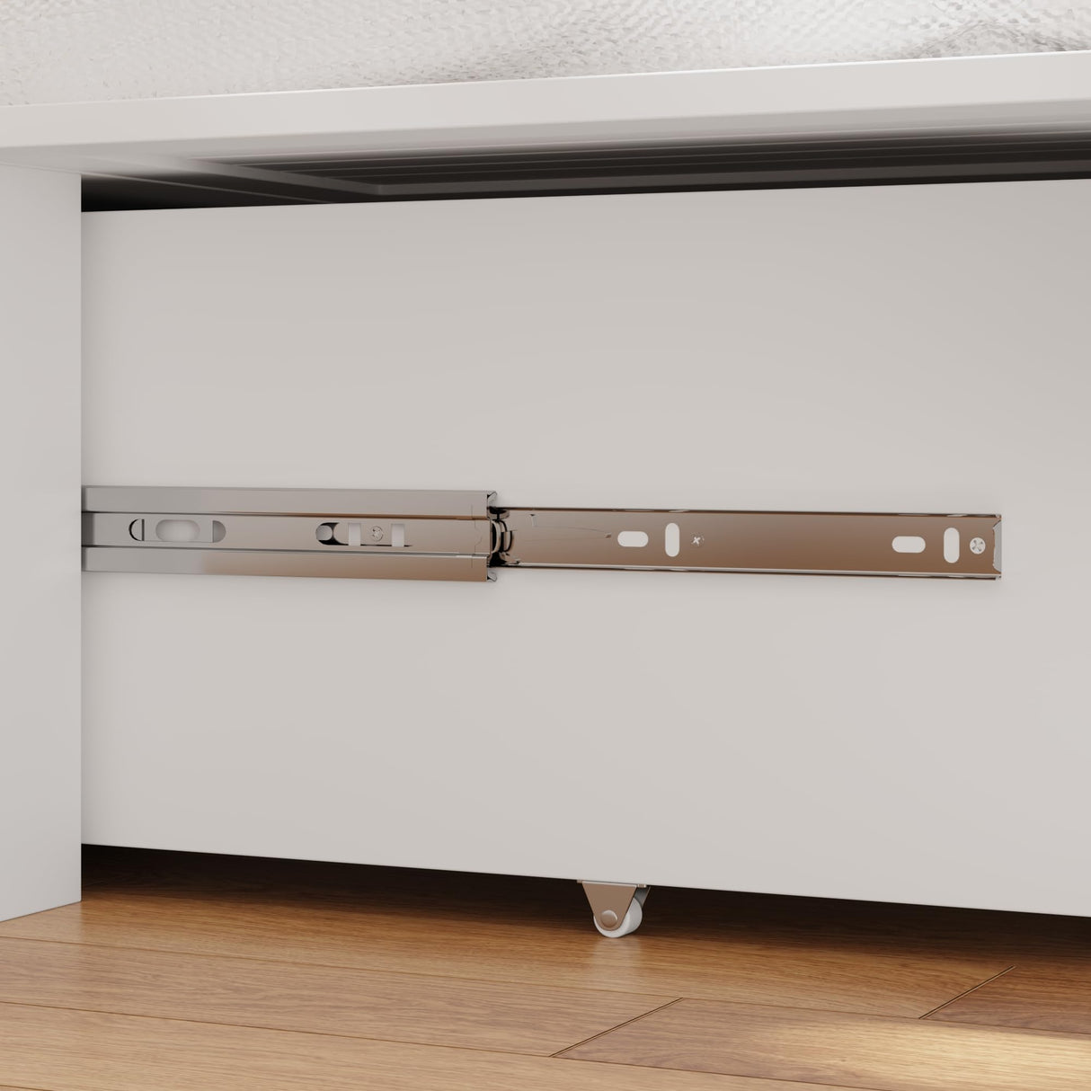 ECACAD Full Size Murphy Bed with Built-in Nightstands, Space-Saving Foldable Bed Cabinet with Large Drawer, 2-in-1 Bed Frame for Bedroom Guest Room, White ECACAD