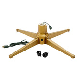 Home Heritage Artificial Christmas Tree Base Rotating Metal Stand for 1 to 1 1/2 Inch Diameter Artificial Christmas Tree Poles, 31 Inch, Gold Home Heritage