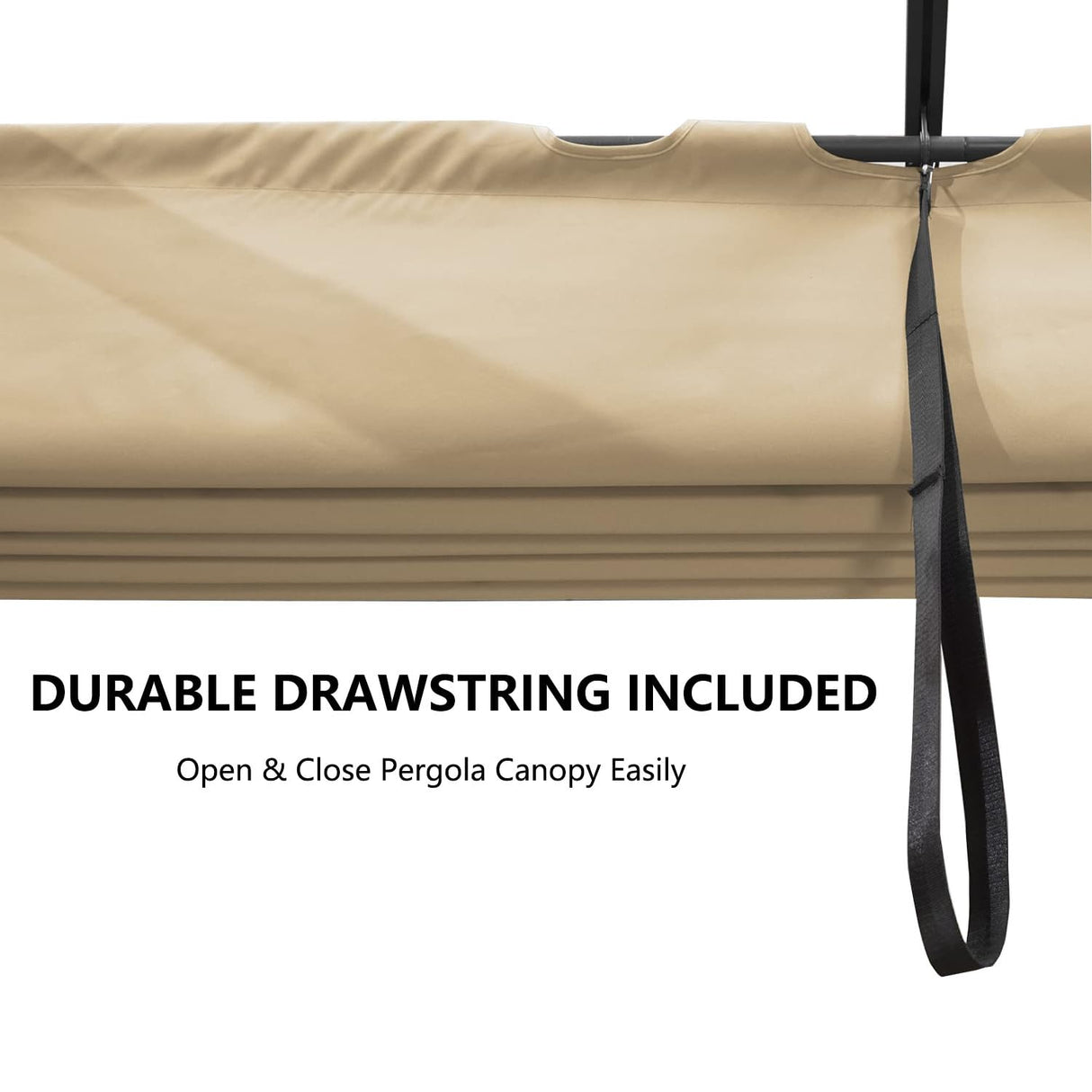BOJAVOM Pergola Shade Cover, Retractable Pergola Canopy for 10' X 13' Outdoor Pergola, Fade Resistant Durable Yarn-Dyed Fabric Pergola Replacement Canopy w/Drawstring - Beige BOJAVOM