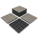RevTime Easy DIY Wood-Plastic Deck Tiles 12" x 12" x 3/4”, Outdoor Garden, Interlocking Outdoor Deck Floor, Patio Area, Patio Paver, Gray (9 pcs in a Pack) RevTime