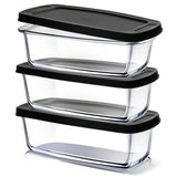 EATEX Glass Bread Pans for Homemade Bread Baking, 1.9 Qt Deep Glass Food Storage Containers with Lids Glass, 3 Glass Bread Loaf Pans 3 Airtight Lids EATEX