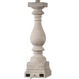 BOBOMOMO 27.75" Table Lamp with USB C+A Charging Ports Set of 2 Antique Nightstand Lamp for Bedroom Living Room Farmhouse Office Retro Rustic Resin Bedside Desk Lamps Washed White BOBOMOMO