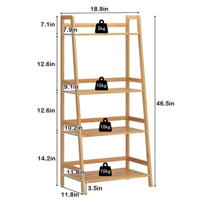 SogesHome Bamboo 4 Tier Bookcase, Multi-Functional Book Shelf Storage Rack, Plants Stand Display Shelf, Natural Color