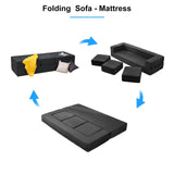 PUREMIND 10 Inch Folding Sofa Bed, Velvet Convertible Floor Sleeper Sofa with 3 Ottomans, Upholstered 2-in-1 Fold Out Couch Bed Queen Size Guest Bed Foldable Mattress for Living Room, Office PUREMIND