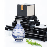 MDEOOSKY Wooden Display Stand Rectangle Wood Display Base Display Risers Rectangle Vase Riser Teapot Aquarium Lamp Base Home Decoration 5.11" W x 3.74" D x 1.69" H (Black) MDEOOSKY