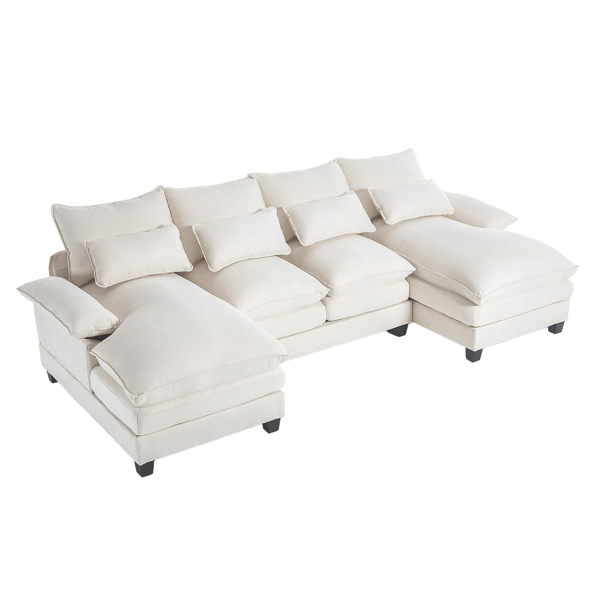 UPHYB 110.2" U Shaped Cloud Couch, Comfy Sectional Sofa Couches for Living Room, Modern Chenille 4 Seat Upholstery Couch with Double Chaise and Double Layer Cushions UPHYB