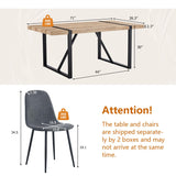 UELKS Dining Table Set for 8，9 Piece Dining Table Set，71'' Kitchen Table and Suede Nap Fabic Chairs Set of 8，for Kitchen Dining Room UELKS