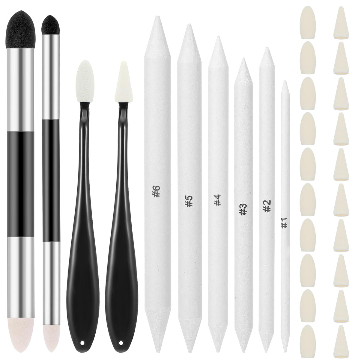 30pcs Blending Stumps for Drawing Sketch Drawing Tools with Blending Sponge Pens Sandpaper Pencil Sharpener Blending Sticks for Beginner Drawing Art Blenders Charcoal Sketch Drawing HaiFafafaing