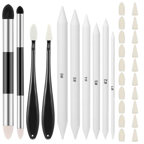 30pcs Blending Stumps for Drawing Sketch Drawing Tools with Blending Sponge Pens Sandpaper Pencil Sharpener Blending Sticks for Beginner Drawing Art Blenders Charcoal Sketch Drawing HaiFafafaing