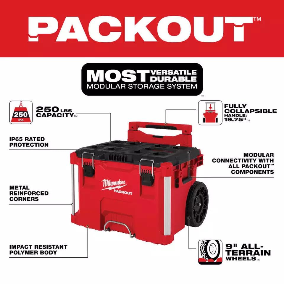 For Milwaukee 48-22-8427 Fits PACKOUT Rolling Tool Box w/ 250 lbs Weight Capacity，L18in*H19.5in8* W22in LISAN
