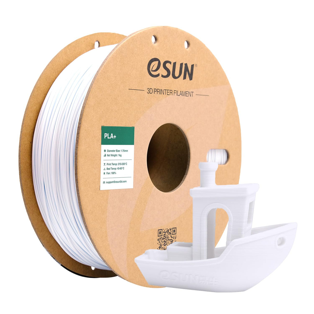 eSUN PLA+ Filament 1.75mm, 3D Printer Filament PLA Plus, Dimensional Accuracy +/- 0.03mm, 1KG Spool (2.2 LBS) 3D Printing Filament for 3D Printers, Cold White eSUN