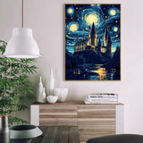 AALBLAC Magic Castle Paint by Numbers Kit for Adults Beginner - Starry Night Castle Paint by Numbers Canvas, DIY Abstract Landscape Oil Painting for Gift Home Wall Decor 16x20inch AALBLAC