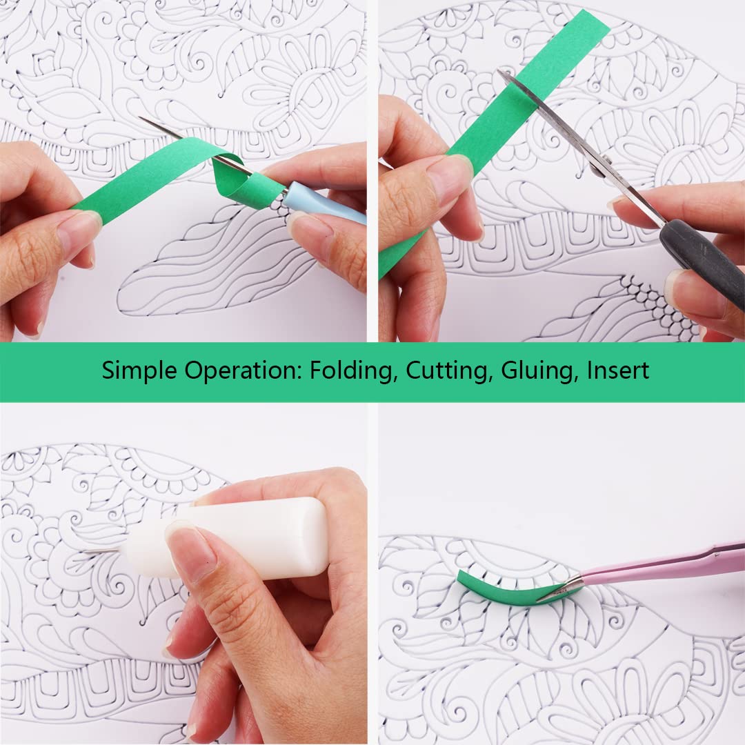 Uniquilling Quilling Kit, Paper Quilling Kits, 8 * 10-in Green Turtle Paper Filigree Kits with Quilling Tools& Using Manual, DIY Quilling Artwork Modern Wall Art for Living Room Uniquilling