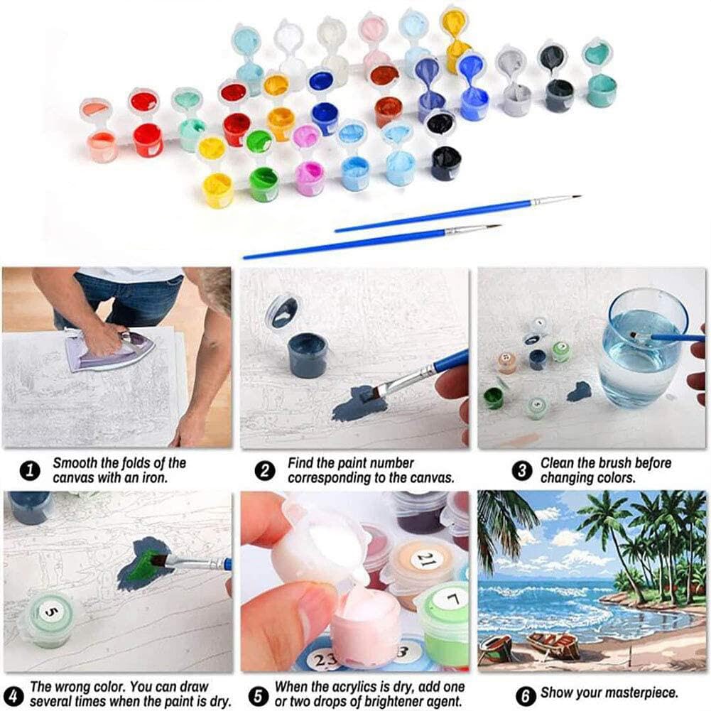 2 Pack Sea Wave Paint by Numbers Kit for Adults - Adults Paint by Numbers Kits - Acrylic Easy Paint by Numbers Framed - Adult Paint by Number Kits on Canvas Arts and Crafts for Adults 8x12inch cdjlddww