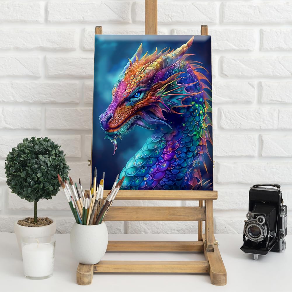 Natuyalo Framed Paint by Numbers for Adults Beginner, Dragon Acrylic Easy Paint by Numbers Kits with Frame Animals Art Craft Kits for Adults Suitable for Wall Decoration 12x16 Inch Natuyalo
