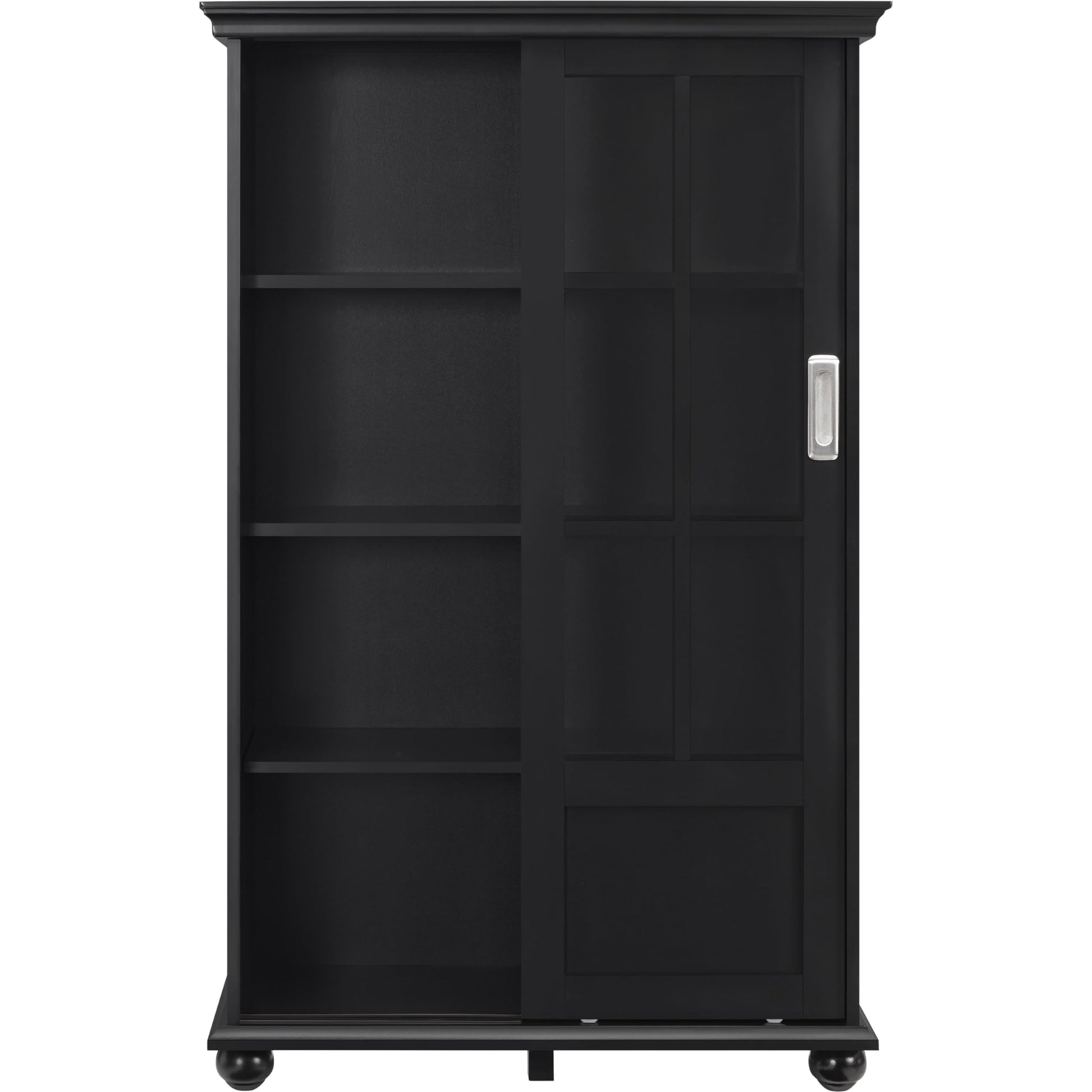 Ameriwood Home Aaron Lane Bookcase with Sliding Glass Doors, Black - WoodArtSupply