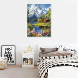 LWZAYS Mountain Paint by Numbers Kit for Adults Beginner, Cabin Adult Paint by Number Kits on Canvas, Mountain Landscape Acrylic Paint by Number Kit for Gift Decor - 16x20Inch LWZAYS