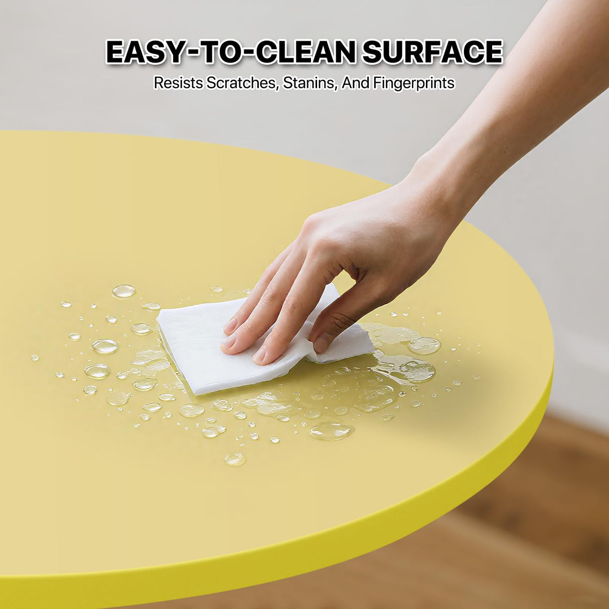 Magshion 23.5" Round Adjustable Height Bar Table, 27.5"-36" Range, 360° Swivel MDF Top Pub Table for Dining, Café, Cocktail, Yellow Magshion