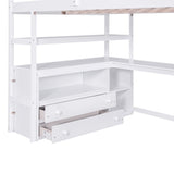 Quarte Modern Full Size Loft Bed with Built-in Desk, Storage Shelves, and Drawers Quarte