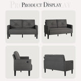 CHYMSUN 56" W Loveseat Sofa, Mid Century Modern Sofa Couch w/ 2 USB & Side Pocket, Small Love Seat Sofas for Living Room, Tufted Couches for Small Spaces, Bedroom, Office, Apartment (1, Dark Grey) CHYMSUN