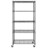 WDT 5 Tier Shelf Shelving Unit with Wheels,Adjustable Metal Shelves for Storage, NSF Wire Shelving Rack,350lbs Loading Capacity Per Shelf Storage Shelves for Kitchen Garage, 36" D x 16" W x 75" H WDT