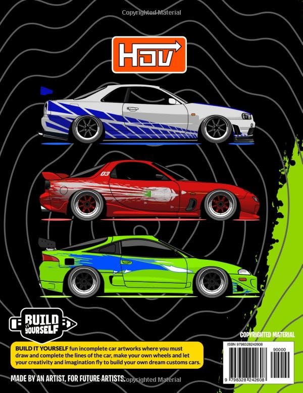 Legendary Movie Cars Coloring Book: Fun automotive adventure with 45 coloring pages for kids & teens Ages 6-18 WoodArtSupply