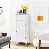 Tangkula White Wooden Bathroom Floor Cabinet with Large Drawer and Adjustable Shelves Tangkula