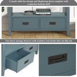 YWUFUART 36 "Farmhouse Narrow Long Solid Wood Console Entry Table for Living Room Bedroom Hallway Kitchen (Blue) YWUFUART