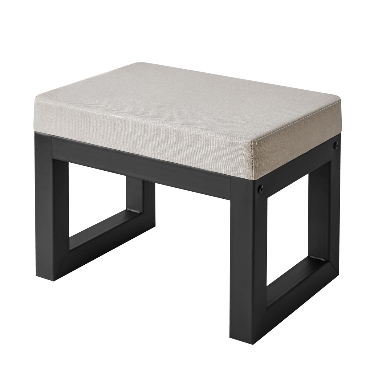 IBUYKE 16 Inch Small Foot Stool Ottoman, Rectangle Linen Foot Rest with Padded Seat and Metal Legs, Modern Ottoman Foot Rest for Living Room Bedroom Entryway Couch, Grey WBD001G IBUYKE