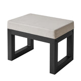 IBUYKE 16 Inch Small Foot Stool Ottoman, Rectangle Linen Foot Rest with Padded Seat and Metal Legs, Modern Ottoman Foot Rest for Living Room Bedroom Entryway Couch, Grey WBD001G IBUYKE